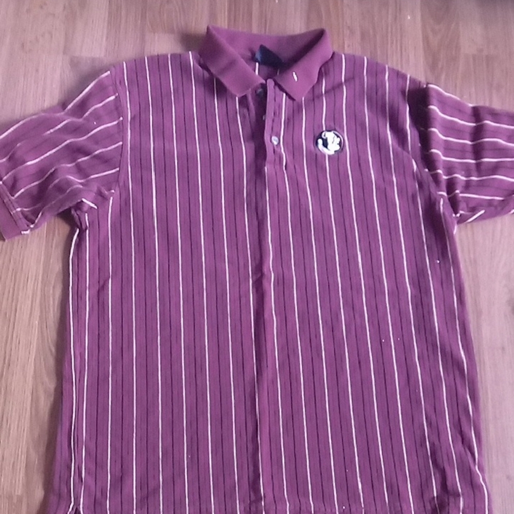 Men's Maroon Striped Casual Button Down Shirt